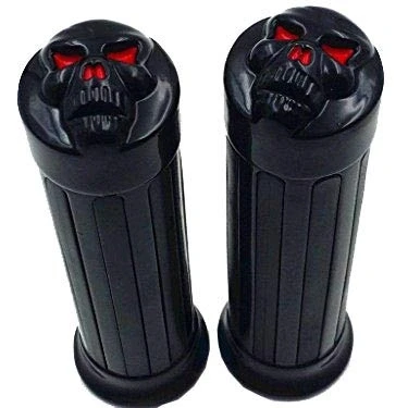 Abbildung von 1 Zoll 25mm Schädel Lenker HAND GRIFFE Handgriff Griff Für Cruiser Chopper Benutzerdefinierte (Schwarz)