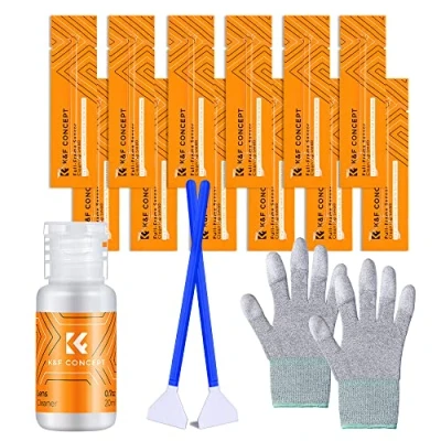 Abbildung von K&amp;F Concept Sensor Reinigungsset mit Mikrofaser Swabs 24mm und Flüssig Reiniger für Vollformat Kameras, Reinigungs Kit DSLR Kamera Objektive Computer Handys