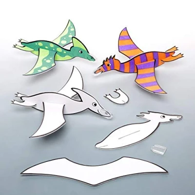 Abbildung von Baker Ross Gleiter „Dinosaurier“ zum Ausmalen (8 Stück) Fliegerspielzeug perfekt als kleine Partyüberraschung oder Geschenk für Kinder, weiß