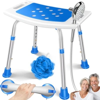 Abbildung von KESSER Badhocker, Duschhocker höhenverstellbar Duschhilfe Senioren Duschstuhl max. 150KG