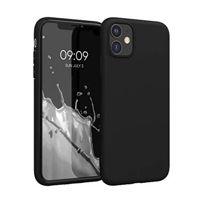 Abbildung von kwmobile Hülle kompatibel mit Apple iPhone 11 gummierte TPU Silikon Handyhülle Schutzhülle für kabelloses Laden Case in Schwarz matt
