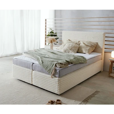 Abbildung von Boxspringbett Dream Well Plüsch Cord Beige 140x200 cm Bonell Matratze PU Topper