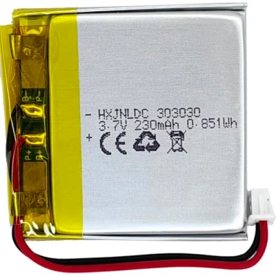 Abbildung von DC 3.7V 230mAh 303030 wiederaufladbare Lithium Polymer Batterie passend für DIY 3.7 5V elektronische Produkte mit eingebautem 2 Draht Batterieaustausch und LED Leuchten