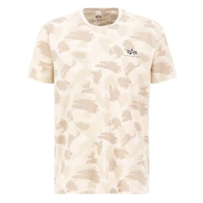 Abbildung von Alpha Industries Basic T Small LOGO Tshirt print, Herren, Größe: XXL, Sand camo
