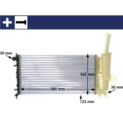 Abbildung von MAHLE ORIGINAL CR 1108 000S Kühler, Motorkühlung für Fahrzeuge mit/ohne Klimaanlage 580 322 23 mit Schraube Kühlrippen mechanisch gefügt