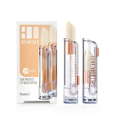 Abbildung von BELWEDER Sonnenschutz Lippenbalsam SPF20 mit Vitamin E Schützend, Beruhigend, Regenerierend Ideal Meer und Berg Transparenter Balsam Für Männer Frauen 2 Sticks à 3,5 g (2 Units)