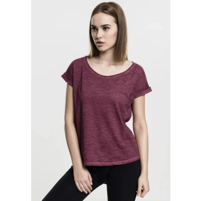 Abbildung von Urban Classics Ladies LONG BACK Shaped Spray DYE TEE Tshirt basic, Damen, Größe: Large, Burgundy