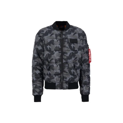 Abbildung von Alpha Industries MA1 Puffer Bomber CAMO Bomberjacke, Herren, Größe: Small, Black/dark grey