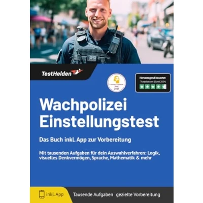 Abbildung von Wachpolizei Einstellungstest: Das Buch inkl. App zur Vorbereitung Mit tausenden Aufgaben für dein Auswahlverfahren: Logik, visuelles Denkvermögen, Sprache, Mathematik &amp; mehr