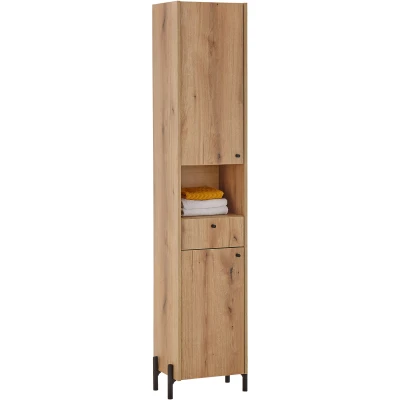 Abbildung von Stella Trading Oakland Badezimmer Hochschrank in Eiche Evoke Coast Optik FSC Zertifiziert Badezimmerschrank Bad Schrank mit viel Stauraum 38 x 195 32 cm (B/H/T)