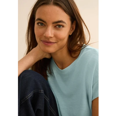 Abbildung von Cecil Softes Struktur Tshirt basic, Damen, Größe: Large, Grün