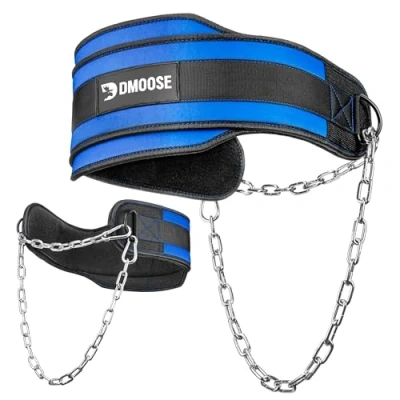 Abbildung von DMoose Dip Gürtel für Kraftdreikampf mit 36&quot; Stahl Kette Weight Lifting Belt Klimmzüge &amp; Kniebeugen, Gewichthebergürtel Herren Frauen Gewichtsgürtel bequemer Neopren Stütze
