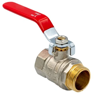 Abbildung von Kugelhahn 1/2 Zoll AG IG Absperrventil aus vernickeltem Messing mit PTFE Dichtung Absperrhahn Hebelgriff Wasserhahn Sicher für Trinkwasser