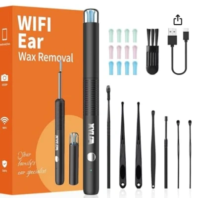Abbildung von Xylla Ohrenschmalz Entferner Otoskop 1920P HD Ear Wax Removal IP67 Wasserdicht WIFI 360Weitwinkel ohrreiniger mit 6 LEDs Tragbares Vergnügen der Ohrreinigungr (Schwarz)