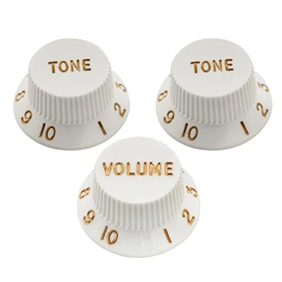 Abbildung von Musiclily Ultra Universal Strat Potiknöpfe Knobs Gitarre 1 Volume 2 Tone Set für Fender USA Stratocaster ST Style E Gitarre, Weiß