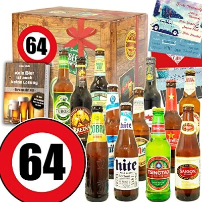 Abbildung von Geschenk zum 64. Geburtstag + 64 Mann Bier Paket Welt