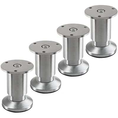 Abbildung von 4 Stück Möbelfüße TERRA Höhe 80 mm Alu gebürstet Schrankbeine höhenverstellbar bis max. 15 mm, belastbar 250 kg/je Fuß von SOTECH