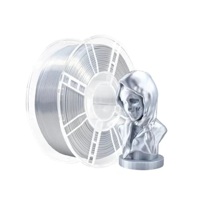 Abbildung von iBOSS PLA Plus (PLA+) Glänzendes Seide 3D Drucker Filament 1,75mm, Maßhaltigkeit +/ 0,02 mm, 1kg Spule (2,2 lbs) Druck Filament, Silk Silber Color
