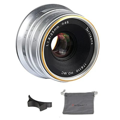 Abbildung von 7artisans 25mm F1.8 Manueller Fokus Prime Fixiertes Objektiv für Olympus for Panasonic Micro Four Thirds MFT m4/3 Kameras Silber