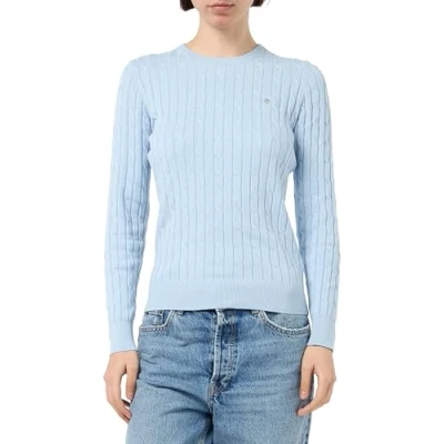 Abbildung von GANT Stretch Cable C NECK Strickpullover, Damen, Größe: Medium, Fresh blue