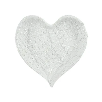 Abbildung von Atemberaubende weiße Glitter Herz Engelsflügel Schmuckschale, 2,5 cm x 15 cm, Elegantes und einzigartiges Design, Kunstharz, perfekte Heimdekoration, Geschenk für Schatzhüter