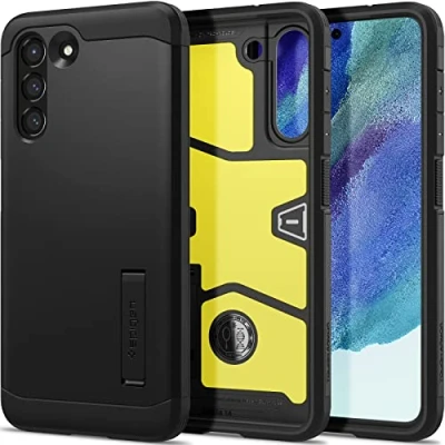 Abbildung von Samsung Galaxy S21 FE Hülle Kunststoff Spigen Backcover/Hard Case Handyhülle Schwarz Shockproof/Stoßfest