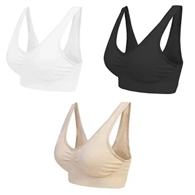 Abbildung von BOOLAVARD ® Comfort BH Seamless Bustier Freizeit und Sport , Sporttop, Nahtlos, Form Top ohne Bügel, Ahh Bra Wohlfühl Microfaser Figur (M: 86 91cm (70C 75B), Weiß Schwarz Hautfarben)