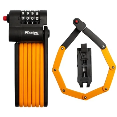 Abbildung von Master Lock Kombinations Faltschloss Gehärtete Stahlglieder, inkl. Halterung und Befestigung, 80cm, Schwarz