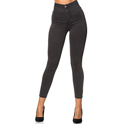 Abbildung von Elara Damen Jeans High Waist Slim Fit Chunkyrayan JS710 18 Grau 40 (L)