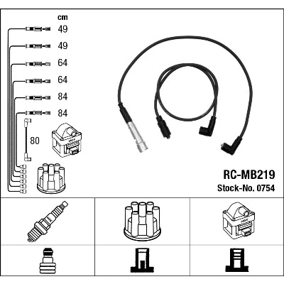 Abbildung von NGK 0754 Zündkabelsatz 7 MERCEDES BENZ: W123 Limousine, T modell