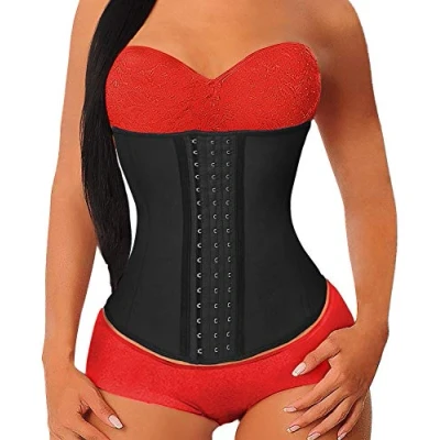 Abbildung von YIANNA Waist Trainer Damen Korsett Bauchweg Body Shaper Latex Shapewear Corsage Korsage Underbust Taillenmieder Taillenformer Trimmer Schwarz 1210 2XL