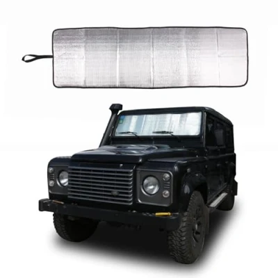 Abbildung von Auto Windschutzscheibe Sonnenschutz UV Ray Reflektor für Land Rover Defender 90 110 2004 2018 Frontscheibe Schutzabdeckung Faltbare Reflektierende Sonnenblende