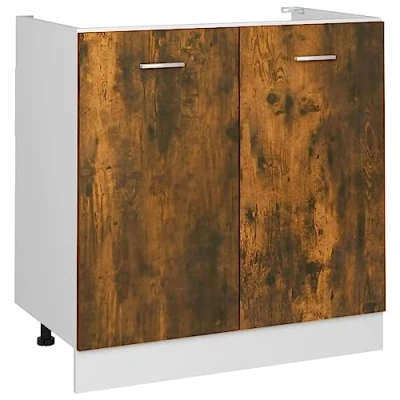 Abbildung von vidaXL Spülenunterschrank, Spülenschrank mit viel Stauraum, Küchenschrank 2 Türen, Küchenunterschrank Unterschrank Küche, Räuchereiche Holzwerkstoff
