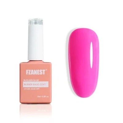 Abbildung von FZANEST Hot Pink Builder Gel Rubber Base Gel, 5 in 1 For Nail Enhance/Extension/Repair, Self leveling a Bottle, Elastic Coat