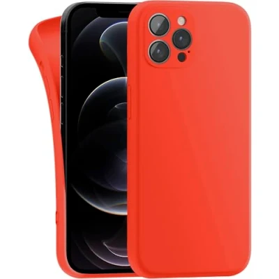 Abbildung von MyGadget Hülle Kompatibel mit iPhone 12 Pro Max robuste Silikon Schutzhülle TPU Case Slim Silikonhülle Back Cover Kratzfest Handyhülle Matt Orange