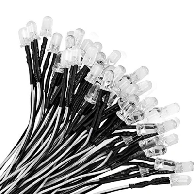 Abbildung von YIXISI 100 Stücke Vorverdrahtete LED, Dioden Licht, 12V Vorverdrahtetes 5mm LEDs, 20cm Kaltes Weiß