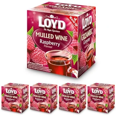 Abbildung von LOYD® Mulled Wine Tee Himbeere 4 Box x (30g 10 Teebeutel) Glühwein Früchtetee Raspberry Tea Aromatisiert Fruit Mischung Aufbrühen Cay