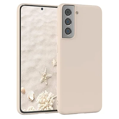 Abbildung von EAZY Case Silikonhülle für Samsung Galaxy S21 5G Hülle Silikon Beige weich stoßfeste Handyhülle Schutzhülle mit Kameraschutz Dünn Premium Schutz Cover TPU Phone Bumper in Taupe