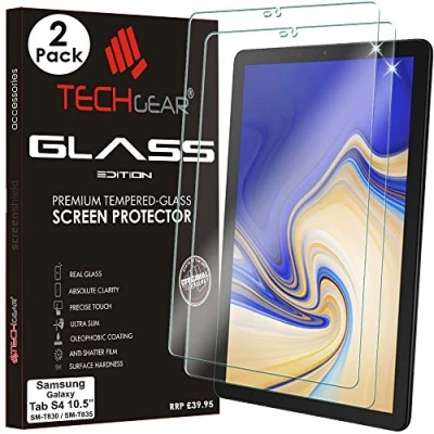 Abbildung von TECHGEAR [2 Stück] Schutzfolie kompatibel mit Samsung Galaxy Tab S4 10.5 Zoll (SM T830 / SM T835) Glas Anti Kratzer Schutzabdeckung
