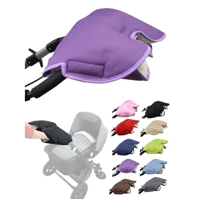 Abbildung von Muff Handschuh [Handwärmer für Kinderwagen] Handmuff Buggy mit Lammwolle wasserfest winddicht Universalgröße Kinderwagen, Buggy, Radanhänger (lila)