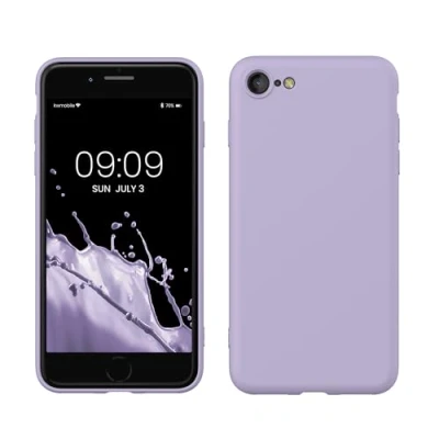 Abbildung von kwmobile Hülle kompatibel mit Apple iPhone SE (2022) / (2020) 8 7 gummierte TPU Silikon Handyhülle Schutzhülle für kabelloses Laden Case in Lavendel