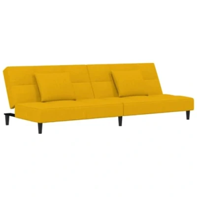 Abbildung von vidaXL Sofa Schlafsofa 2 Sitzer mit Kissen Gelb Samt