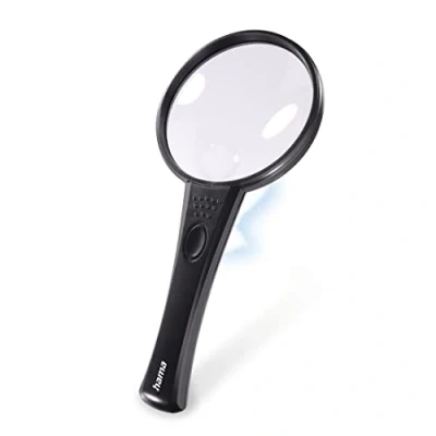 Abbildung von Hama LED Leselupe Basic 90 (1 Einheit, 4 fache Vergrößerung, mm Durchmesser, 94 x 202 16 mm) schwarz/transparent