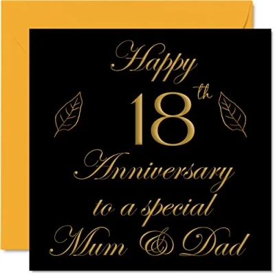 Abbildung von Stuff4 Grußkarten zum 18. Jahrestag für Papa, Eltern Special Mum &amp; Dad Happy 18 Wedding Anniversary Cards from Son Daughter Family, 145 mm x achtzehnte Jubiläen