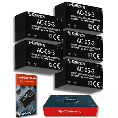 Abbildung von AZDelivery 220V zu 5V Mini Netzteil kompatibel mit Arduino und Raspberry Pi inklusive E Book!