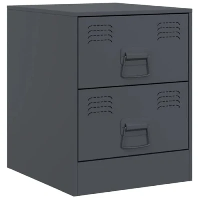 Abbildung von vidaXL Nachttisch, Nachtschrank mit 2 Schubladen, Nachtkonsole Nachtkommode für Schlafzimmer, Schlafzimmer Schrank Kommode, Anthrazit Stahl