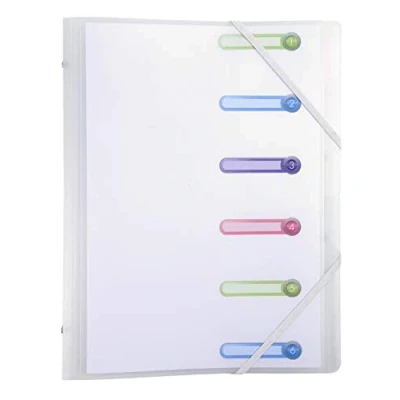 Abbildung von Exacompta 56177E Premium Ordnungsmappe Chromaline. Aus stabilem Kunststoff DIN A4 6 Fächer mit 2 Gummizügen und 3 Klappen ausgestanzte Indexfenster Register Mappe Eckanner Transparent