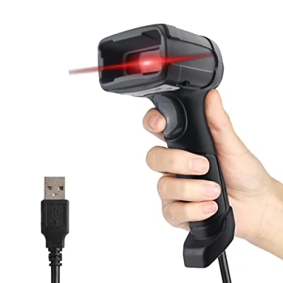 Abbildung von LENVII Kabelgebundener 2D Barcode Scanner Handheld 1D QR USB Lesegerät Unterstützung für das Scannen von Barcodes auf dem Bildschirm,für PC, Mac, Laptop（Schwarz）