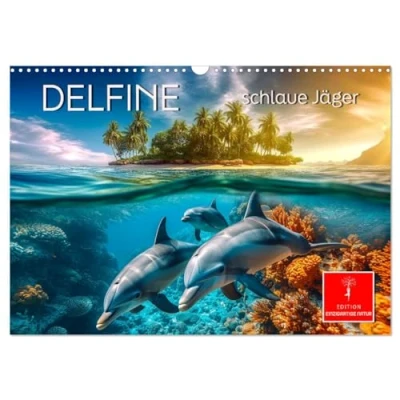 Abbildung von Delfine schlaue Jäger (Wandkalender 2025 DIN A3 quer), CALVENDO Monatskalender