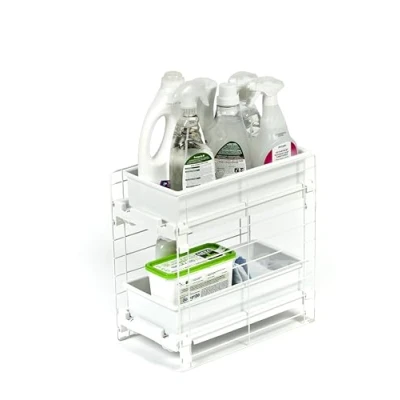 Abbildung von Iris Ohyama, Regal, Schrankorganizer, Unterschrankregal, Ausziehbar, Kunststoffaufbewahrung für Küchenschränke, Vorratskammer, Lebensmittel und Küchenutensilien Slide Tray Rack UST 2V Weiß